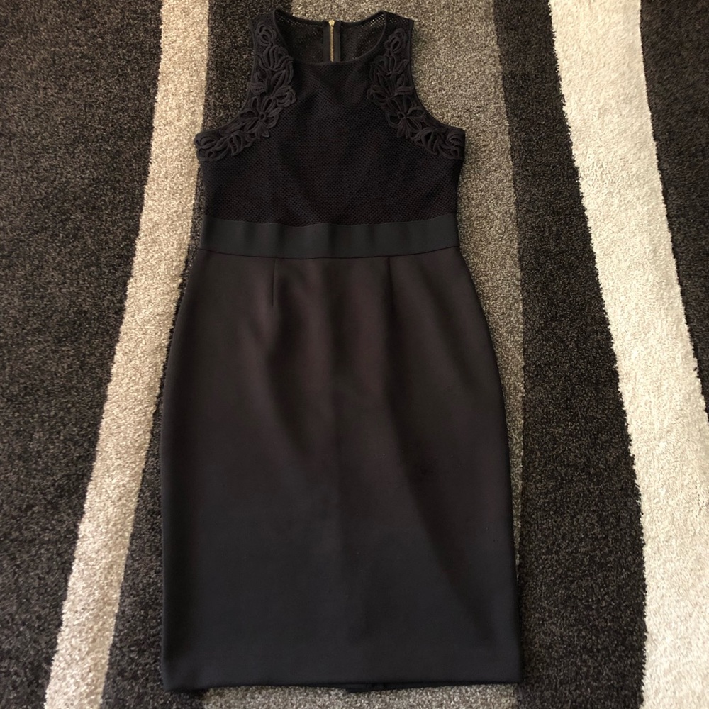 Ashley Graham black Mesh Top Sheath Dress
